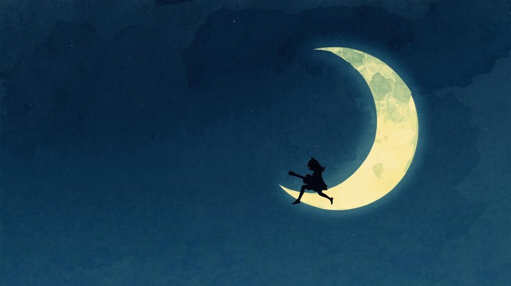 月で歌う少女のイメージ図